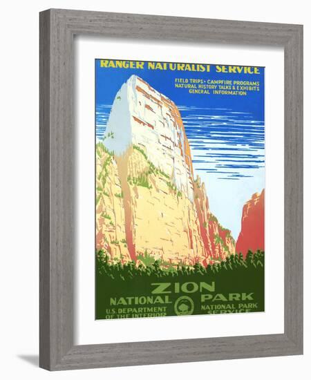 Zion National Park Vintage Travel Poster-null-Framed Art Print