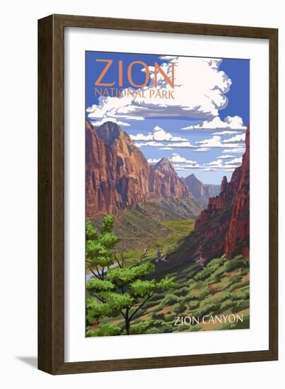 Zion National Park - Zion Canyon View-Lantern Press-Framed Art Print