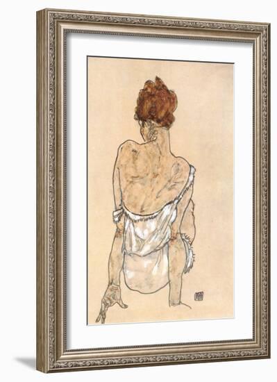 Zittende Vrouw on the Rug-Egon Schiele-Framed Art Print