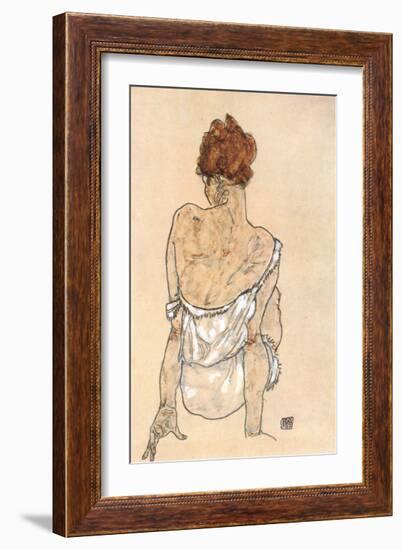 Zittende Vrouw on the Rug-Egon Schiele-Framed Art Print