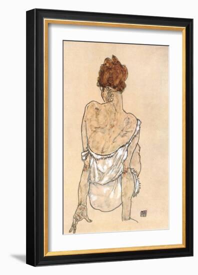 Zittende Vrouw on the Rug-Egon Schiele-Framed Art Print