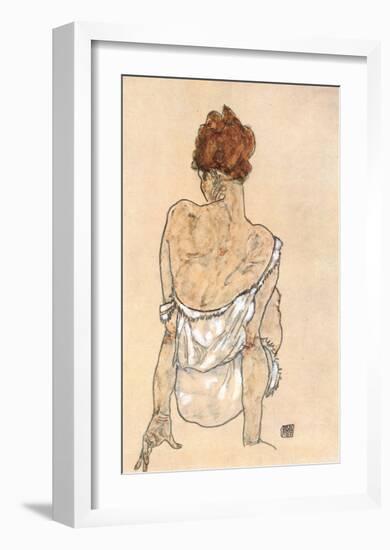 Zittende Vrouw on the Rug-Egon Schiele-Framed Art Print