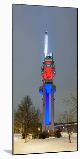 Zizkov Television Tower at night, Prague, Bohemia, Czech Republic-null-Mounted Photographic Print