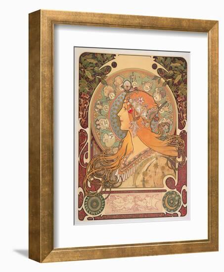 Zodiac, 1896-Alphonse Mucha-Framed Giclee Print