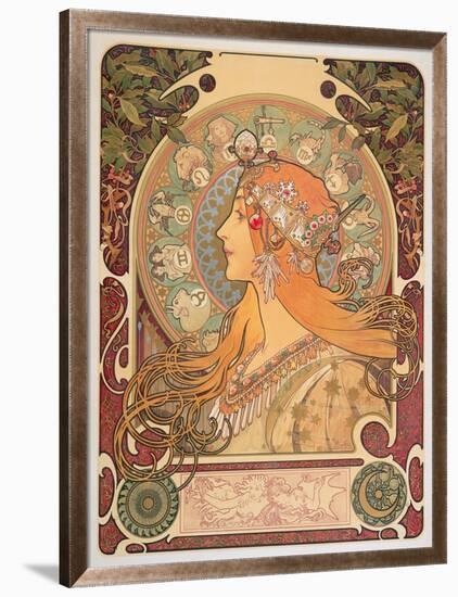 Zodiac, 1896-Alphonse Mucha-Framed Giclee Print