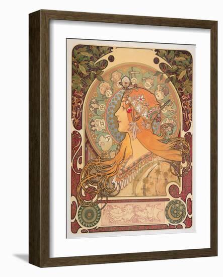 Zodiac, 1896-Alphonse Mucha-Framed Giclee Print