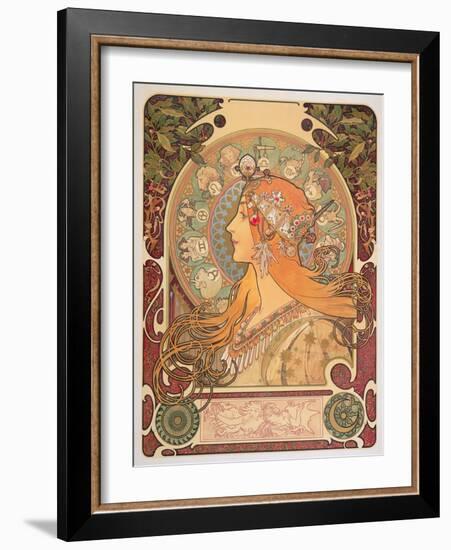 Zodiac, 1896-Alphonse Mucha-Framed Giclee Print