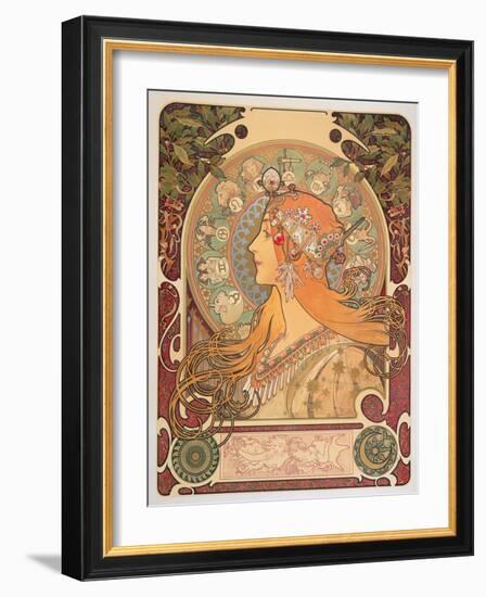 Zodiac, 1896-Alphonse Mucha-Framed Giclee Print