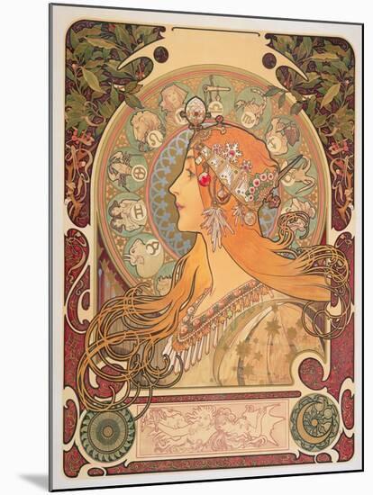 Zodiac, 1896-Alphonse Mucha-Mounted Giclee Print