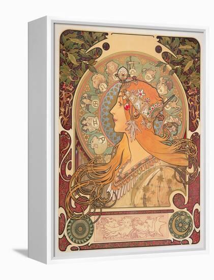 Zodiac, 1896-Alphonse Mucha-Framed Premier Image Canvas