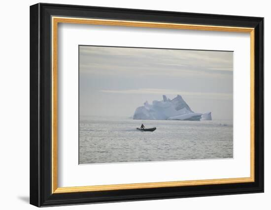 Zodiac Boat near an Iceberg-DLILLC-Framed Photographic Print