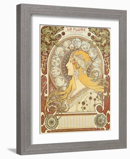 Zodiac calendar for 'La Plume', 1896 (litho)-Alphonse Marie Mucha-Framed Giclee Print