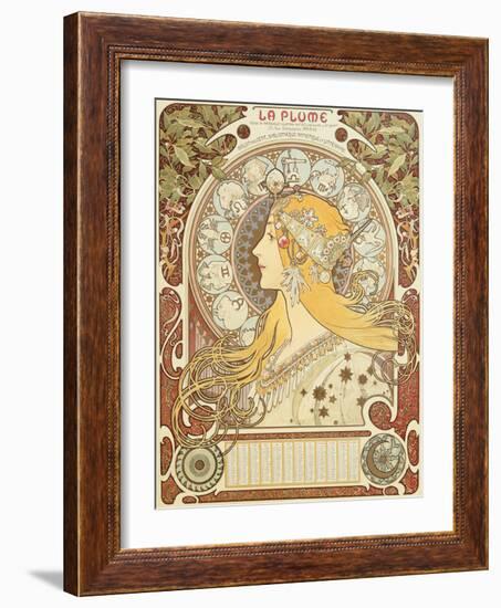 Zodiac calendar for 'La Plume', 1896 (litho)-Alphonse Marie Mucha-Framed Giclee Print