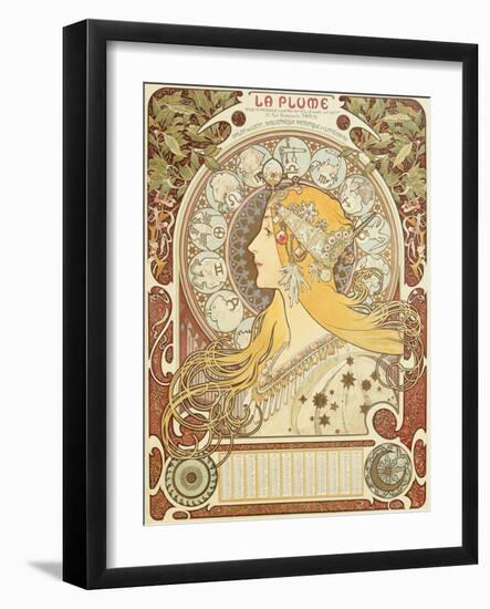 Zodiac calendar for 'La Plume', 1896 (litho)-Alphonse Marie Mucha-Framed Giclee Print