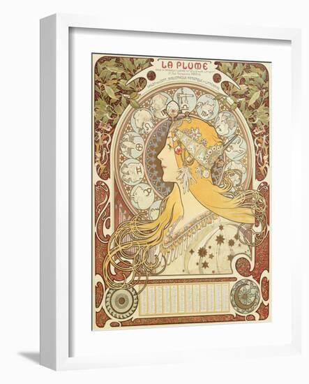 Zodiac calendar for 'La Plume', 1896 (litho)-Alphonse Marie Mucha-Framed Giclee Print