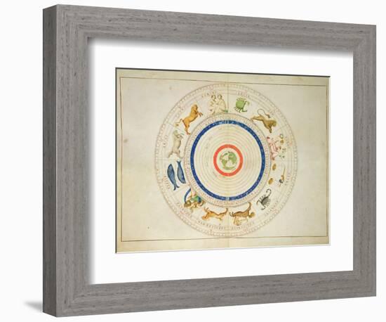 Zodiac Calendar, from an Atlas of the World in 33 Maps, Venice, 1st September 1553-Battista Agnese-Framed Giclee Print