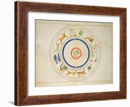 Zodiac Calendar, from an Atlas of the World in 33 Maps, Venice, 1st September 1553-Battista Agnese-Framed Giclee Print