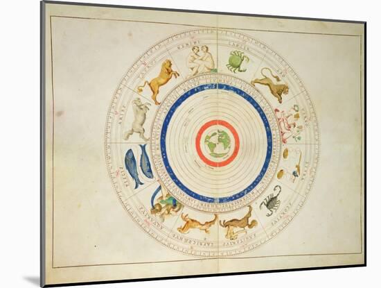 Zodiac Calendar, from an Atlas of the World in 33 Maps, Venice, 1st September 1553-Battista Agnese-Mounted Giclee Print