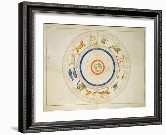 Zodiac Calendar, from an Atlas of the World in 33 Maps, Venice, 1st September 1553-Battista Agnese-Framed Giclee Print