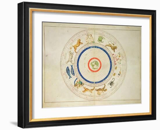 Zodiac Calendar, from an Atlas of the World in 33 Maps, Venice, 1st September 1553-Battista Agnese-Framed Giclee Print