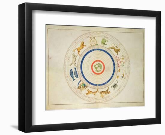 Zodiac Calendar, from an Atlas of the World in 33 Maps, Venice, 1st September 1553-Battista Agnese-Framed Premium Giclee Print