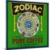 Zodiac Coffee Label - New Orleans, LA-Lantern Press-Mounted Art Print