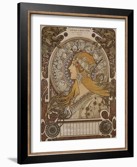 Zodiac, Grand Bazar and Nouvelles Galeries, Tours, 1896-Alphonse Mucha-Framed Giclee Print