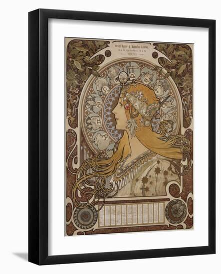Zodiac, Grand Bazar and Nouvelles Galeries, Tours, 1896-Alphonse Mucha-Framed Giclee Print