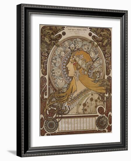 Zodiac, Grand Bazar and Nouvelles Galeries, Tours, 1896-Alphonse Mucha-Framed Giclee Print