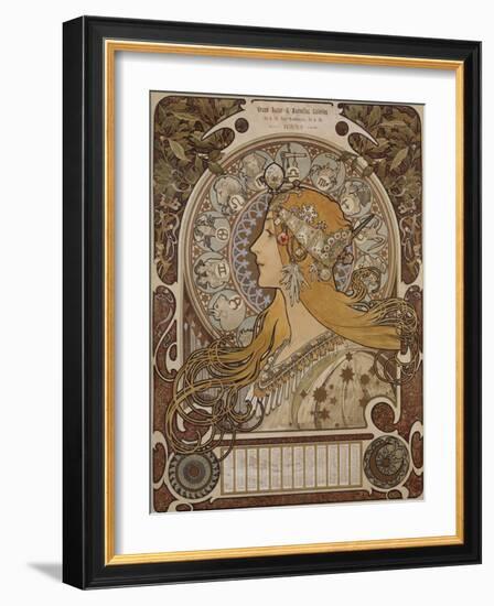 Zodiac, Grand Bazar and Nouvelles Galeries, Tours, 1896-Alphonse Mucha-Framed Giclee Print