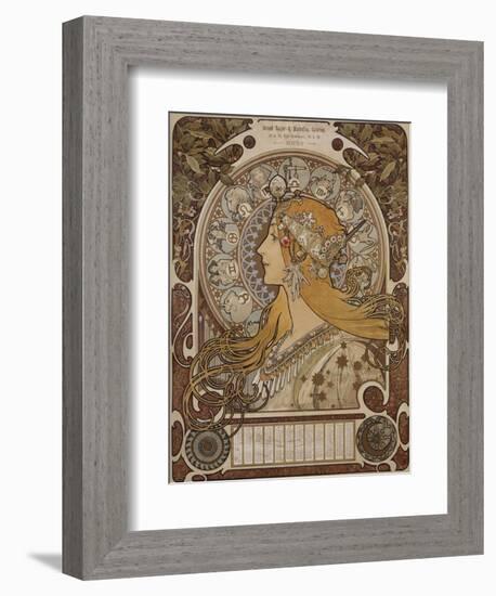 Zodiac, Grand Bazar and Nouvelles Galeries, Tours, 1896-Alphonse Mucha-Framed Giclee Print