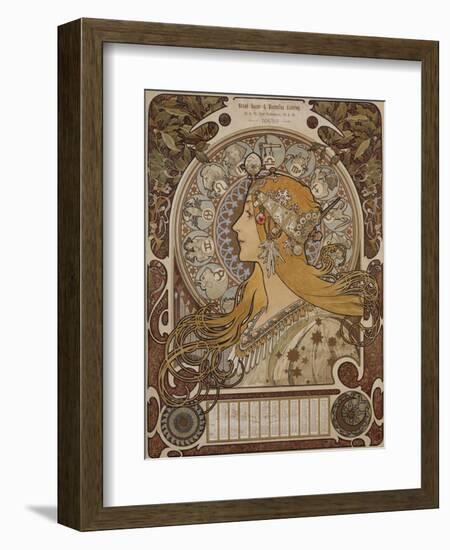 Zodiac, Grand Bazar and Nouvelles Galeries, Tours, 1896-Alphonse Mucha-Framed Giclee Print