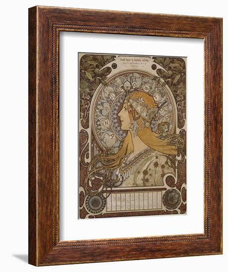 Zodiac, Grand Bazar and Nouvelles Galeries, Tours, 1896-Alphonse Mucha-Framed Giclee Print