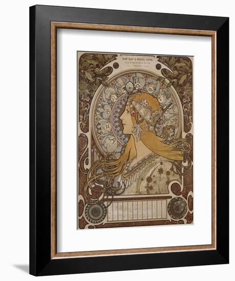 Zodiac, Grand Bazar and Nouvelles Galeries, Tours, 1896-Alphonse Mucha-Framed Giclee Print