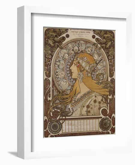 Zodiac, Grand Bazar and Nouvelles Galeries, Tours, 1896-Alphonse Mucha-Framed Giclee Print