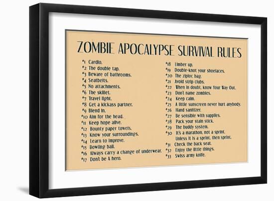 Zombie Apocalypse Rules Movie-null-Framed Art Print