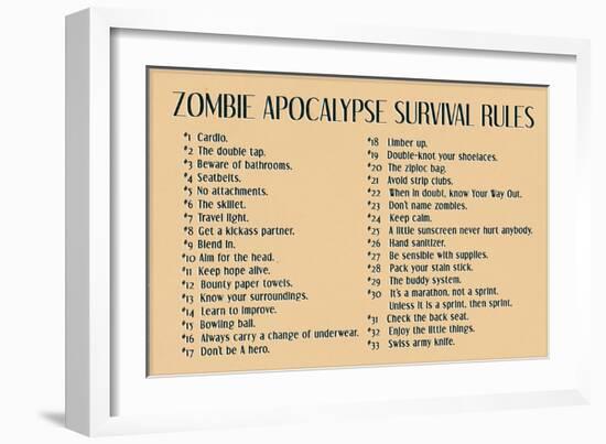 Zombie Apocalypse Rules Movie-null-Framed Art Print