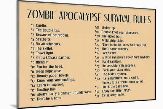 Zombie Apocalypse Rules Movie-null-Mounted Art Print