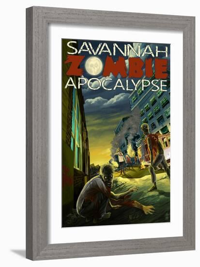 Zombie Apocalypse - Savannah, Georgia-Lantern Press-Framed Art Print