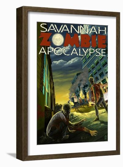 Zombie Apocalypse - Savannah, Georgia-Lantern Press-Framed Art Print