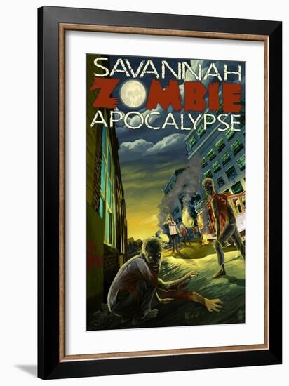 Zombie Apocalypse - Savannah, Georgia-Lantern Press-Framed Art Print