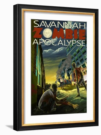 Zombie Apocalypse - Savannah, Georgia-Lantern Press-Framed Art Print