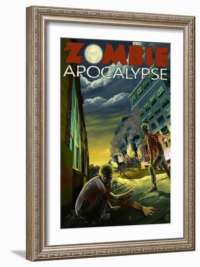 Zombie Apocalypse-Lantern Press-Framed Art Print