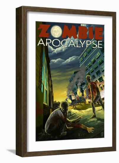 Zombie Apocalypse-Lantern Press-Framed Art Print