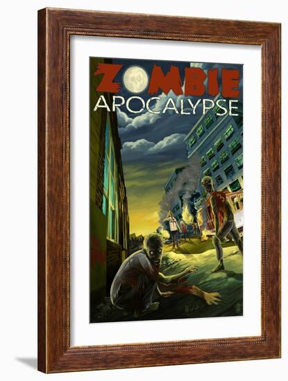 Zombie Apocalypse-Lantern Press-Framed Art Print