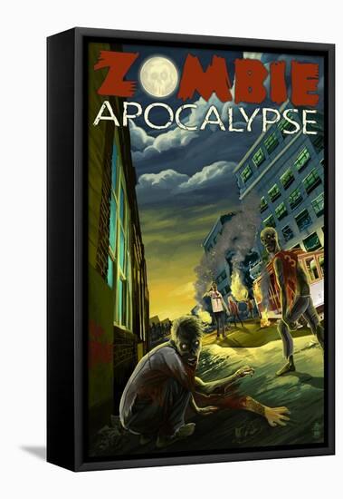 Zombie Apocalypse-Lantern Press-Framed Stretched Canvas