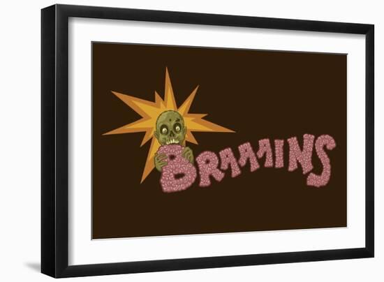 Zombie - Brains-Lantern Press-Framed Art Print