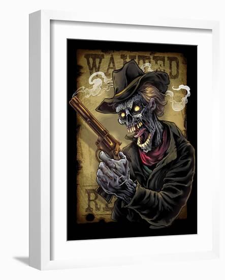 Zombie Outlaw With Revolver-FlyLand Designs-Framed Giclee Print