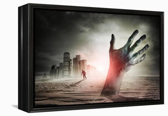Zombie Rising. A Hand Rising From The Ground!-Solarseven-Framed Stretched Canvas