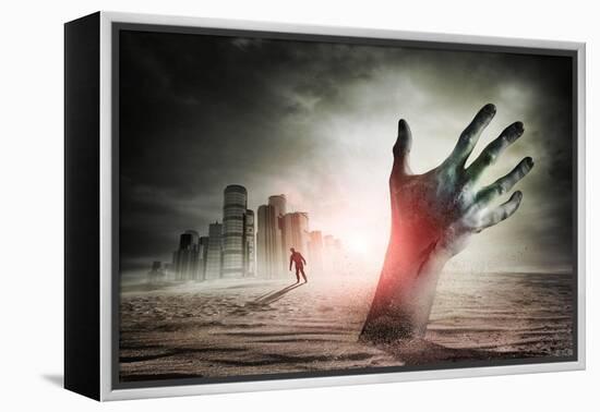 Zombie Rising. A Hand Rising From The Ground!-Solarseven-Framed Stretched Canvas